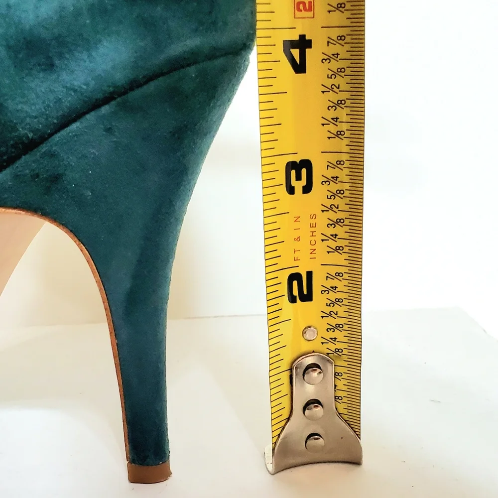 Madewell The Mira Suede Leather Pointed Toe Heel Pumps Shoes 6 1/2 Green Hunter - Picture 16 of 16